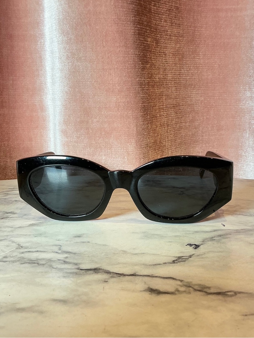 Vintage 90s Gianni Versace Chunky 420/C Black Oval Sunglasses